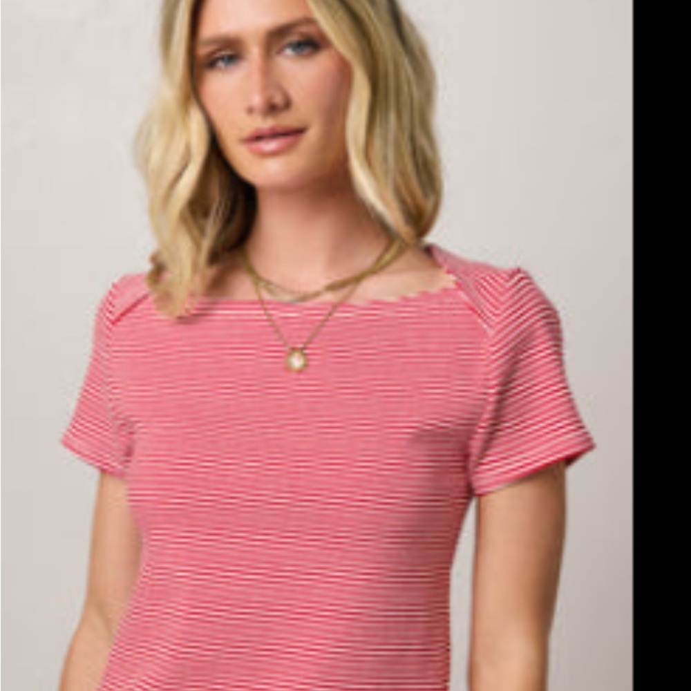 Bohme Red Striped Short Sleeve Top